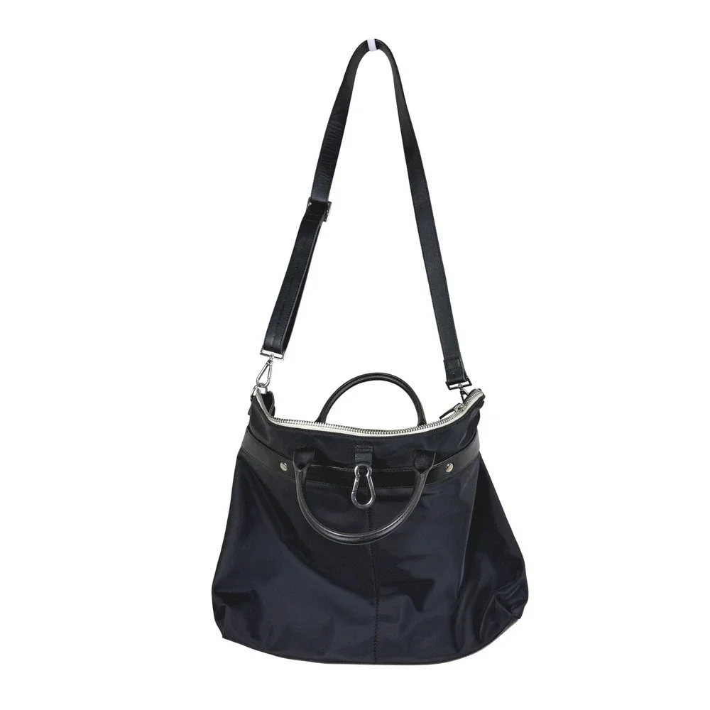 Uri Minkoff Black Nylon Leather Large Tote Bag Commuter Business Travel Office